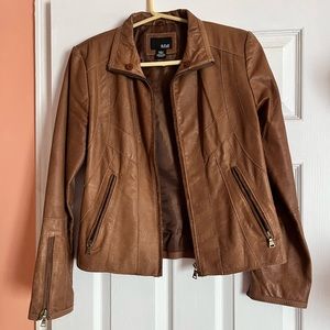a.n.a caramel fitted leather jacket, with pockets